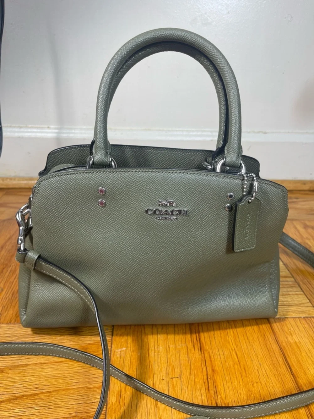 Coach Leather Mini LILLE CRY Olive Green Women's Satchel crossbody bag